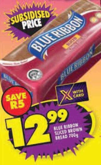 Shoprite BLUE RIBBON SLICED BROWN BREAD 700g offer