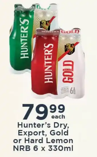 Hunter's Dry, Export, Gold or Hard Lemon NRB 6 x 330ml