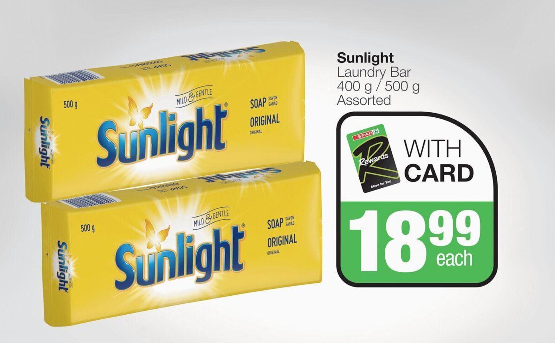 Sunlight Laundry Bar 400 g / 500 g Assorted offer at SuperSpar