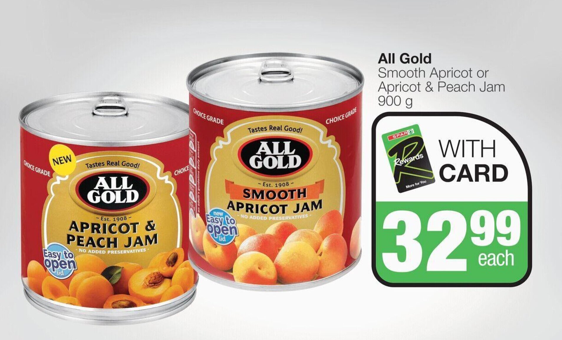 All Gold Smooth Apricot or Apricot & Peach Jam 900 g offer at SuperSpar
