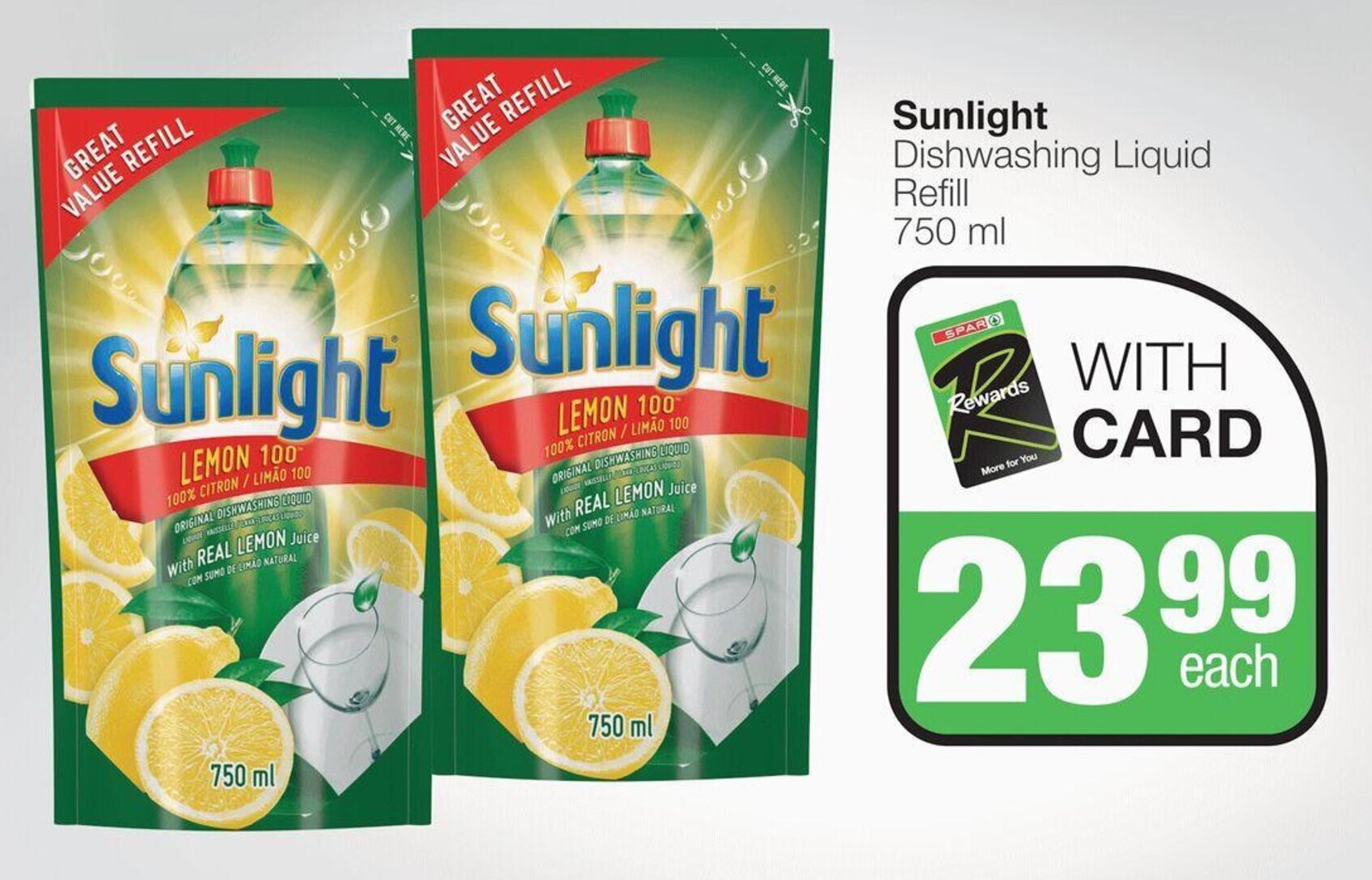 Sunlight Dishwashing Liquid Refill 750ml offer at SuperSpar