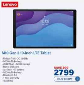 Incredible Connection Lenovo M10 Gen 2 10-inch LTE Tablet offer
