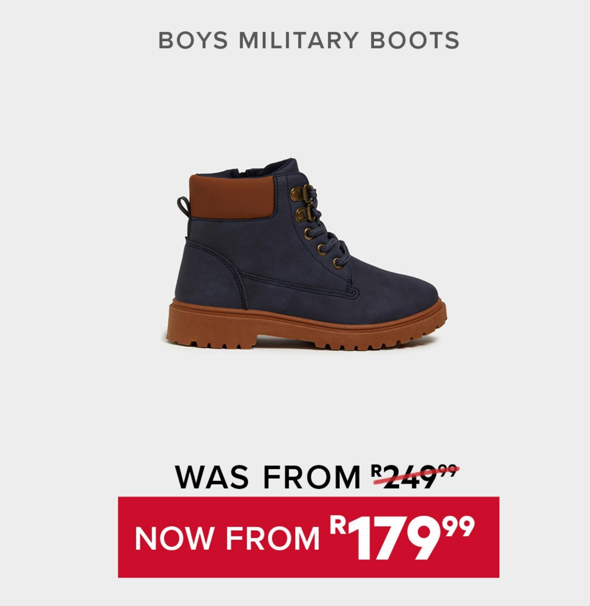 Boys military boots offer at Exact