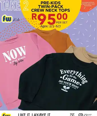 Pre kids twin pack crew neck tops