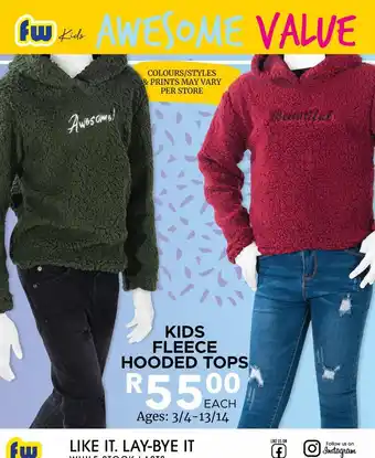 Fashion World Kids fleece hooded tops offer