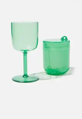 Always ready collapsible wine glass - heritage green
