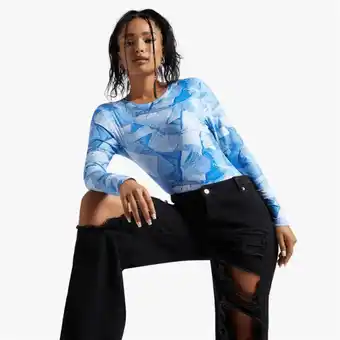 The FIX Women's blue denim print bodysuit offer