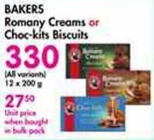Makro BAKERS Romany Creams or Choc-kits Biscuits offer