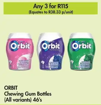 Makro ORBIT Chewing Gum Bottles (All variants) 46's offer