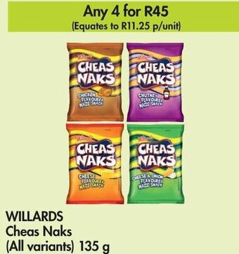 Makro WILLARDS Cheas Naks (All variants) 135 g offer
