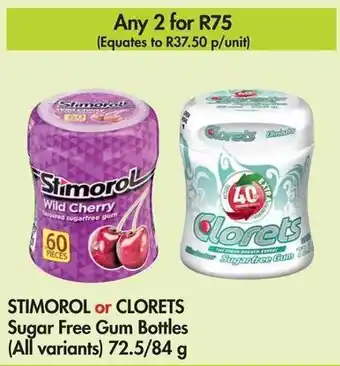 Makro STIMOROL or CLORETS Sugar Free Gum Bottles (All variants) 72.5/84 g offer