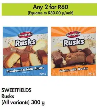 SWEETFIELDS Rusks (All variants) 300g