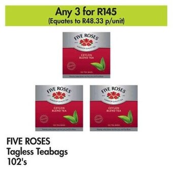 Makro FIVE ROSES Tagless Teabags 102's offer
