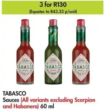 Makro TABASCO Sauces (All variants excluding Scorpion and Habanero) 60 ml offer