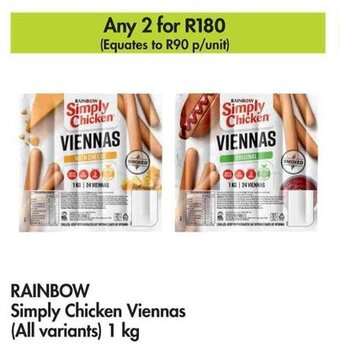 Makro RAINBOW Simply Chicken Viennas (All variants) 1 kg offer