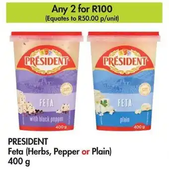Makro PRESIDENT Feta (Herbs, Pepper or Plain) 400g offer