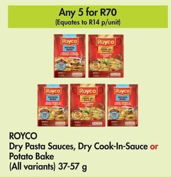 Makro Royco Dry Pasta Sauces, Dry Cook-In-Sauce or Potato Bake (All variants) 37-57 g offer