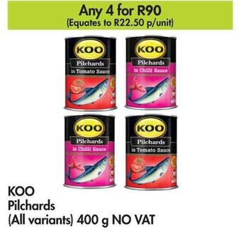 Makro KOO Pilchards (All variants) 400 g NO VAT offer