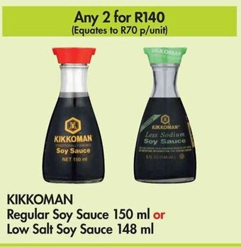 Makro KIKKOMAN Regular Soy Sauce 150 ml or Low Salt Soy Sauce 148 ml offer