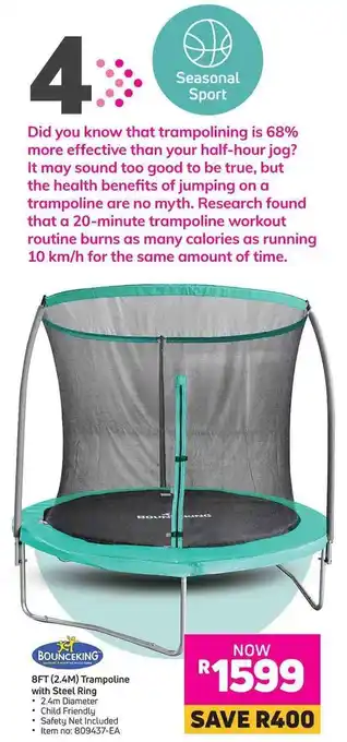 Game 8ft (2.4m) Trampoline with Steel Ring offer