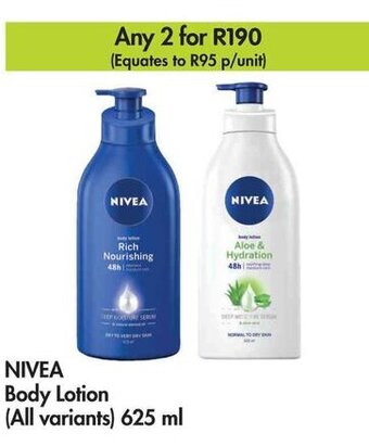 Makro NIVEA Body Lotion (All variants) 625 ml offer