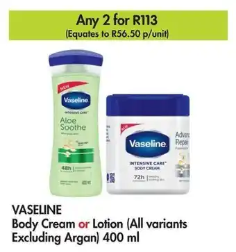 Makro VASELINE Body Cream or Lotion (All variants Excluding Argan) 400 ml offer