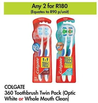 Makro Colgate 360 Toothbrush Twin Pack (Optic White or Whole Mouth Clean) offer