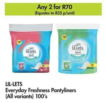 Makro LIL-LETS Everyday Freshness Pantyliners (All variants) 100's offer