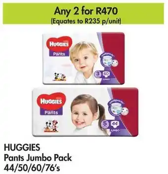 Makro HUGGIES Pants Jumbo Pack 44/50/60/76's offer