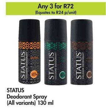 STATUS Deodorant Spray (All variants) 130 ml