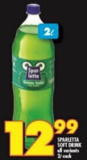 Shoprite SPARLETTA SOFT DRINK all variants 2L each offer