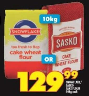 Shoprite SNOWFLAKE/ SASKO CAKE FLOUR 10kg each offer