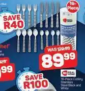 Pick n Pay Real home 16 piece cutlery stainless steel black & white offer
