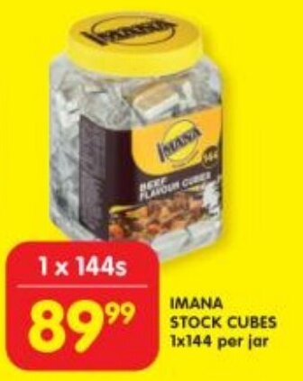 Shoprite IMANA STOCK CUBES 1x144 per jar offer