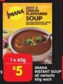 Shoprite IMANA INSTANT SOUP all variants 60g each offer