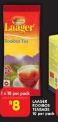 Shoprite LAAGER ROOIBOS TEABAGS 10 per pack offer