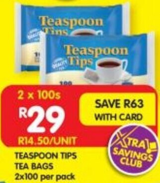 Teaspoon Tips Tea Bags 2x100 per pack