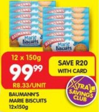 Shoprite Baumann's Marie Biscuits 12x150g offer