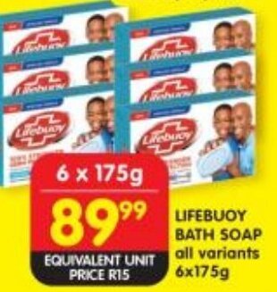 Shoprite LIFEBUOY BATH SOAP all variants 6x175g offer