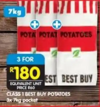 Shoprite CLASS 1 BEST BUY POTATOES 3x 7kg pocket offer