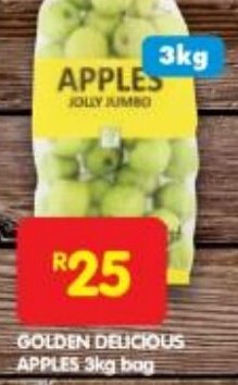 Shoprite GOLDEN DELICIOUS APPLES 3kg bag offer