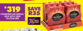 Shoprite STRONGBOW RED BERRIES/ GOLD APPLE CIDER 24x330ml NRB offer