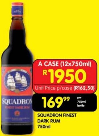 Shoprite SQUADRON FINEST DARK RUM 750ml offer