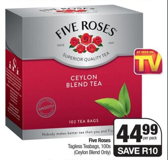 Five Roses Tagless Teabags, 100s (Ceylon Blend Only)