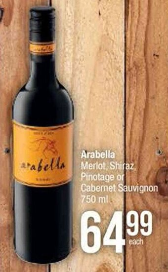Arabella Merlot, Shiraz. Pinotage or Cabernet Sauvignon 750 ml