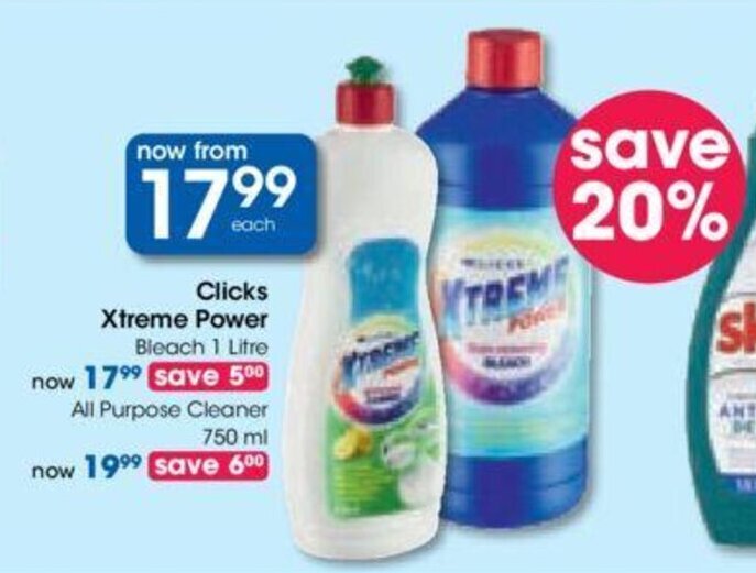 Clicks Xtreme Power Bleach 1 Litre offer at Clicks