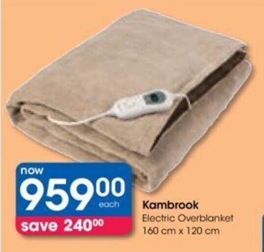 Kambrook Electric Overblanket 160 cm x 120 cm offer at Clicks