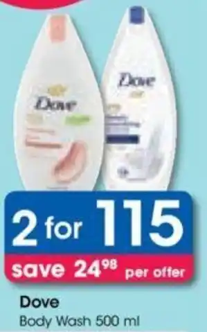 Clicks Dove Body Wash 500 ml offer