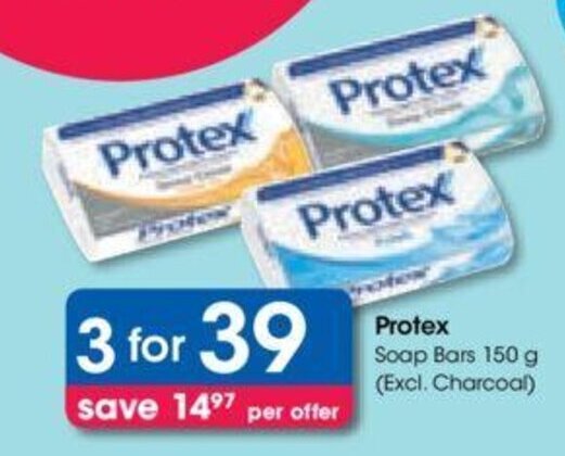 Protex Soap Bars 150 g (Excl. Charcoal) offer at Clicks