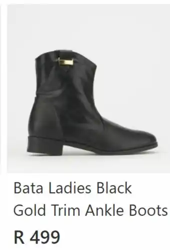 Bata ladies black gold trim ankle boots